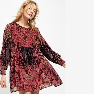 Free People Mirror Mirror Velvet Burnout Mini Dress Size Small